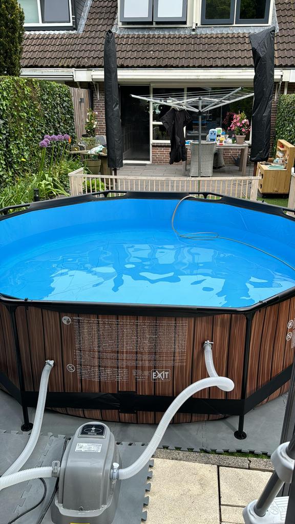 EXIT Wood zwembad ø300x76cm met warmte pomp!, Gebruikt, 200 tot 300 cm, Rond, Opzetzwembad