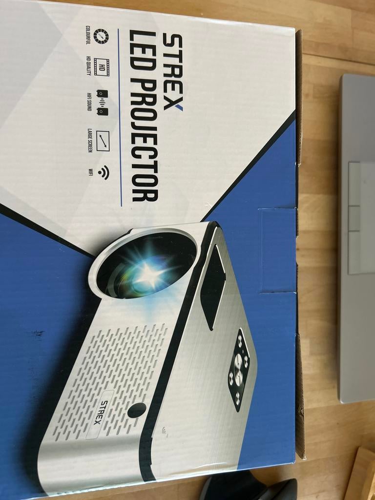 STREX LED Projector - Full HD, WiFi, 200 inch beeld, Audio, Tv en Foto, Beamers, Ophalen of Verzenden, Nieuw, LED, Full HD (1080)
