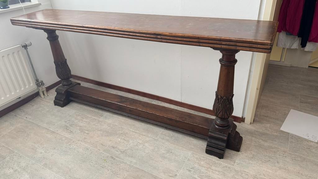 Side table, donker hout, Huis en Inrichting, Tafels | Sidetables, Ophalen, Gebruikt, Klassiek, 150 tot 200 cm