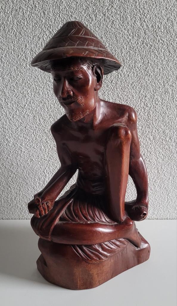 Indonesisch houtsnijwerk visser bali balinees, Ophalen of Verzenden