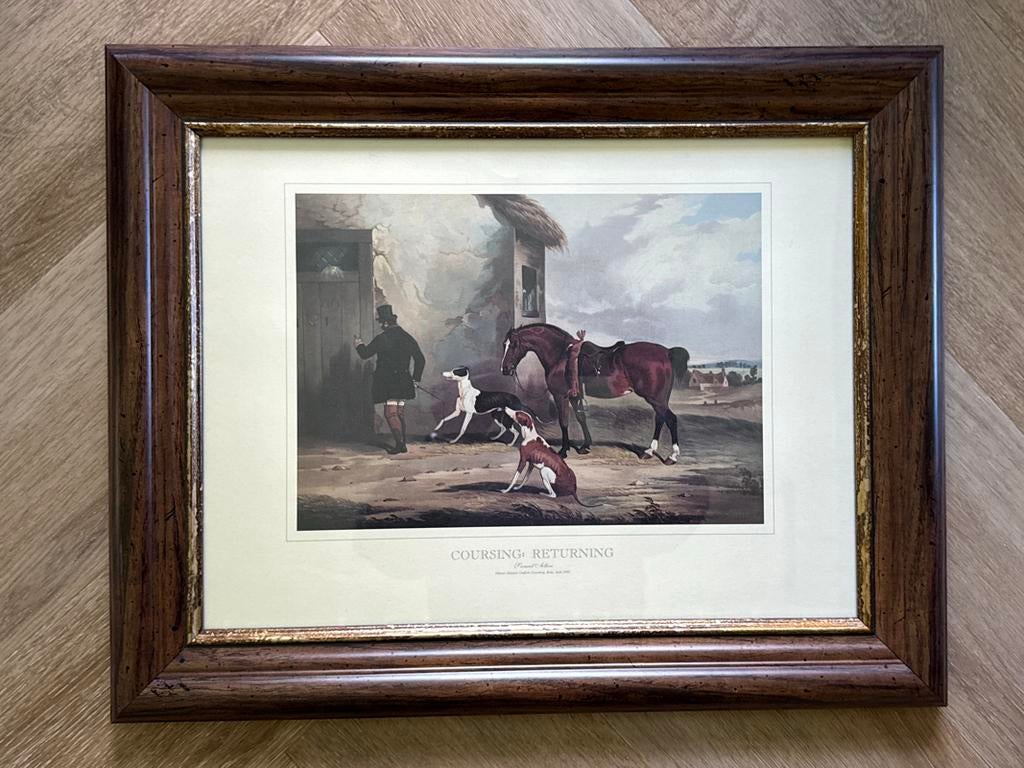 Ingelijste print "Coursing: Returning" - J. Scott, Antiek en Kunst, Kunst | Schilderijen | Klassiek, Ophalen of Verzenden