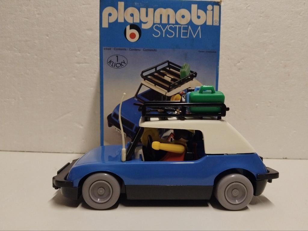 Playmobil boxed 1974 car auto blauw incl figuren koffers, Ophalen of Verzenden, Zo goed als nieuw, Complete set