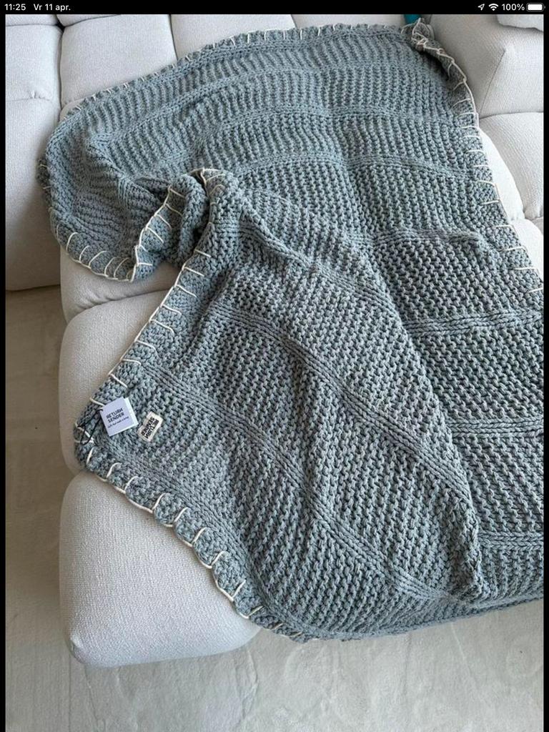 Plaid India RETURN TO SENDER 130x160 grijs nieuw, Huis en Inrichting, Woonaccessoires | Plaids en Woondekens, Ophalen of Verzenden