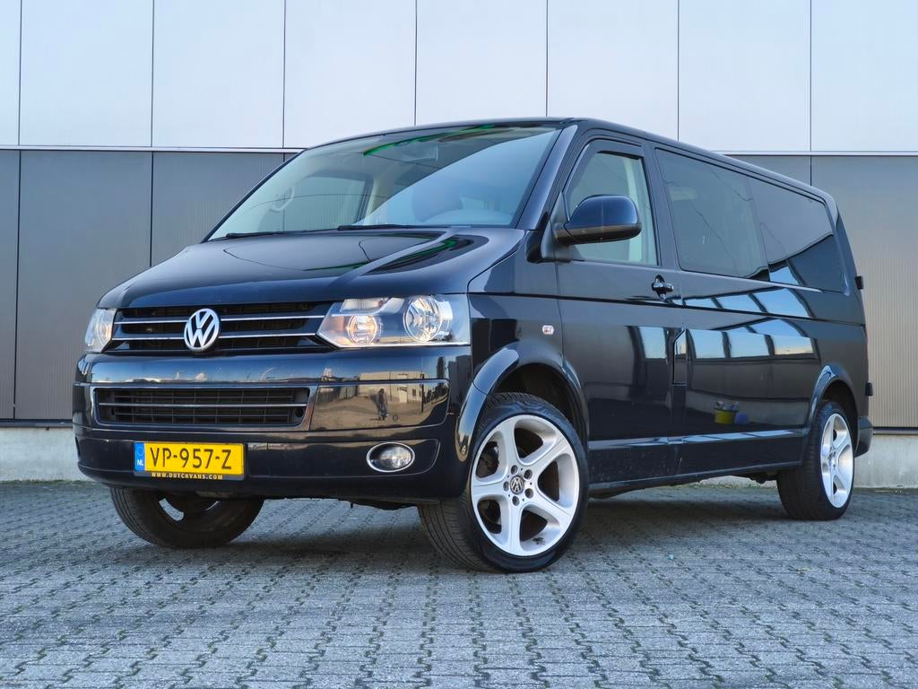 Volkswagen Transporter 2.0 DUBBELE CABINE DSG CRUISE AIRCO, Auto's, Stof, Zwart, 4 cilinders, 1905 kg