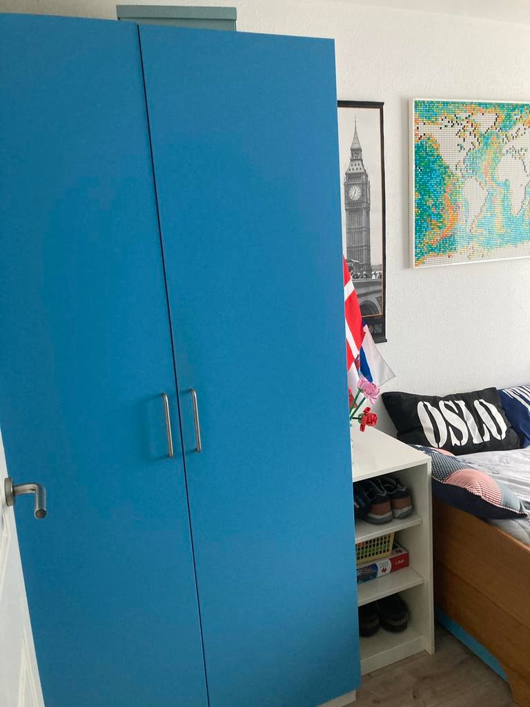 Kledingkast MDF blauw/wit, Huis en Inrichting, Ophalen, Overige materialen, Gebruikt, 50 tot 100 cm