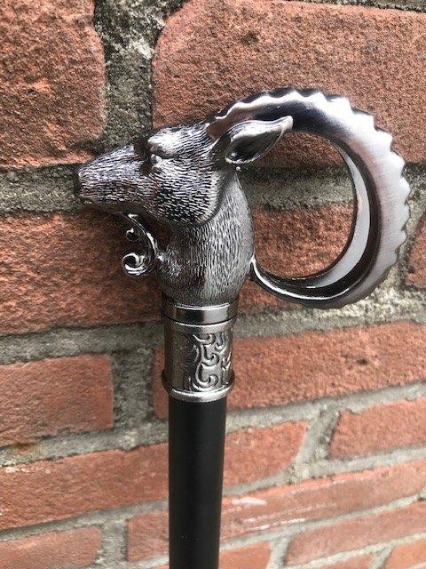 mooie metalen wandelstok, gemzenkop handgreep, Ophalen of Verzenden, Zo goed als nieuw