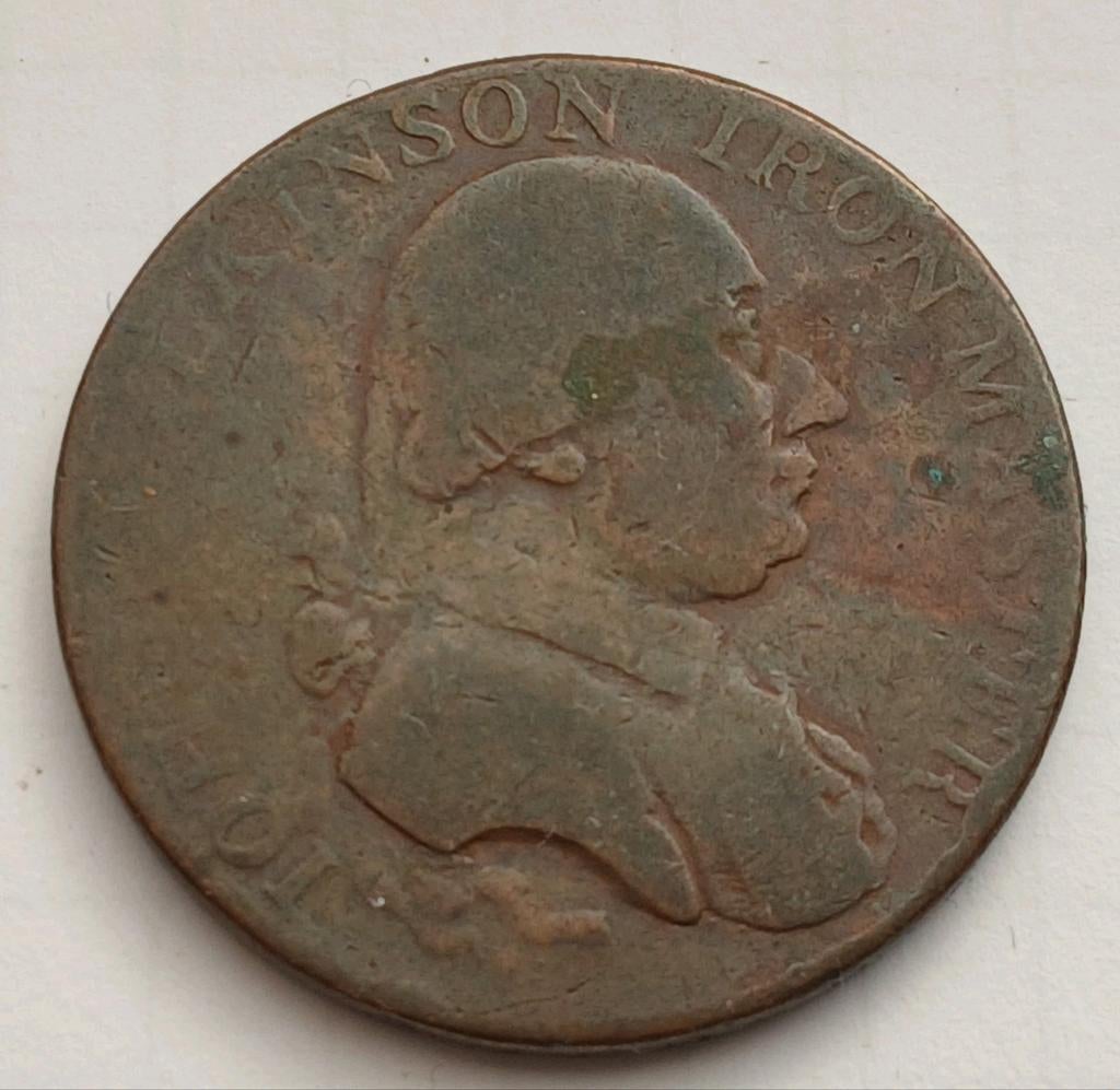 1/2 Half Penny 1790 Engeland Warwickshire John Wilkinson, Ophalen of Verzenden, Overige landen