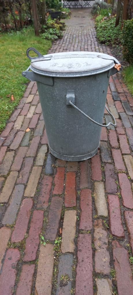 Antieke zinken vuilnisemmer, Antiek en Kunst, Ophalen of Verzenden