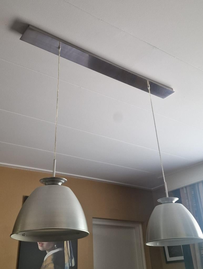 Eettafel Hanglamp aluminium/RVS, Gebruikt, Ophalen of Verzenden, Modern, Metaal