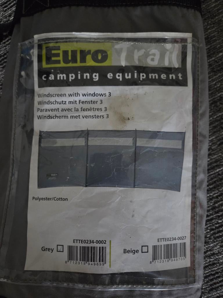Eurotrail windscherm met 3 ramen , grijs, Caravans en Kamperen, Windschermen, Ophalen of Verzenden