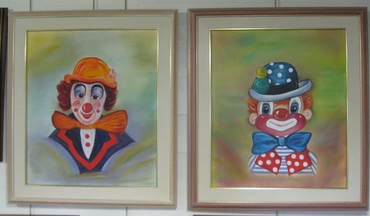 super mooie set schilderijen, circus clown en kids clown, Ophalen
