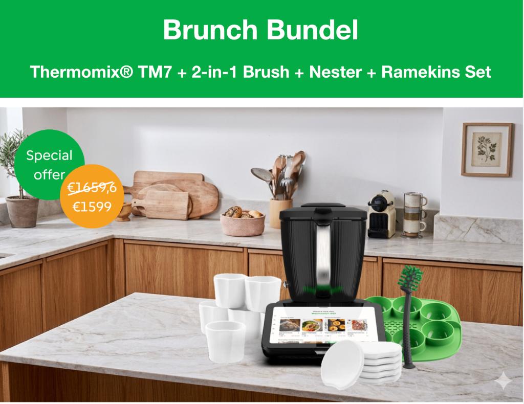 Thermomix TM7 + 2-in-1 Brush + Nester + Ramekins Set, Verzenden, Nieuw, 3 snelheden of meer, 2 tot 3 liter