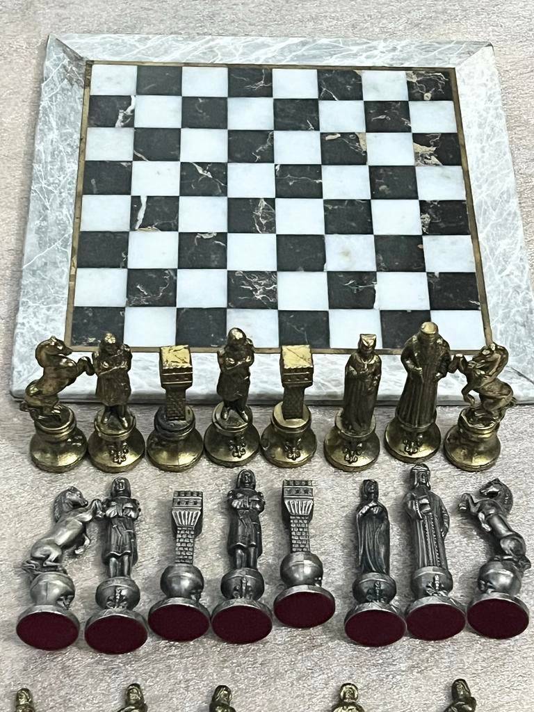 Vintage  Marmeren Bord en Metalen Stukken Koninghoogte 83 mm, Ophalen of Verzenden, Gebruikt