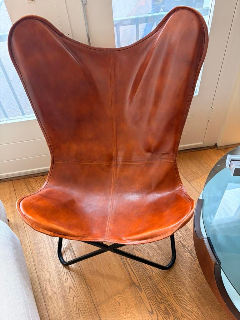 Butterfly chair / vlinderstoel, Ophalen, Gebruikt, Bruin, Eén