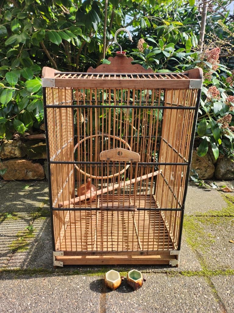 Antieke Vogelkooi, Dieren en Toebehoren, Vogels | Hokken en Kooien, Ophalen of Verzenden, Hout, Vogelkooi