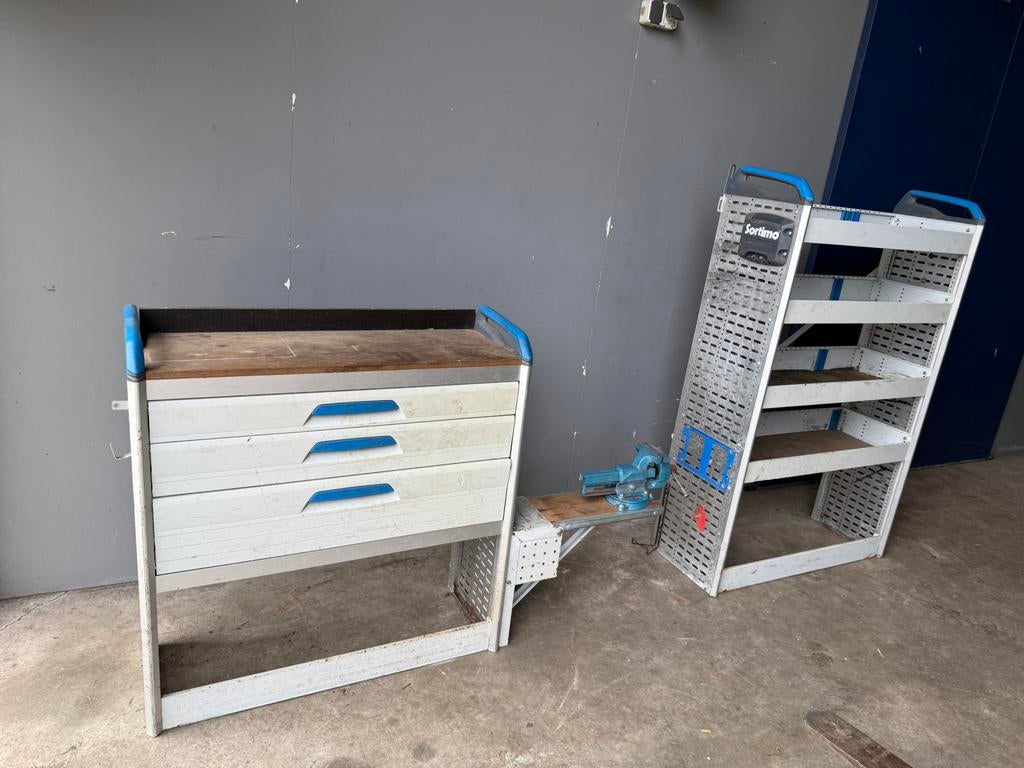 2 kasten + bankschroef * Bedrijfswageninrichting *Sortimo, Ophalen, Gebruikt