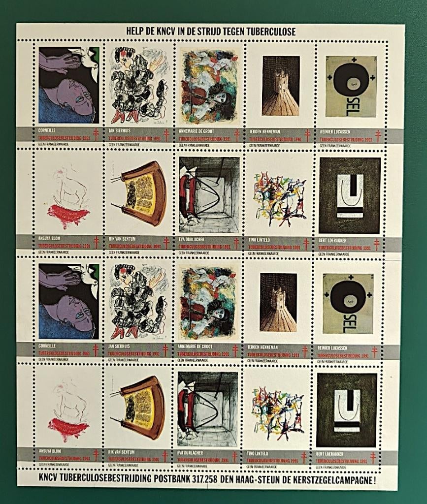 Nederland : TBC sluitzegelvel 1991 postfris, Postzegels en Munten, Postzegels | Thematische zegels, Verzenden, Dier of Natuur