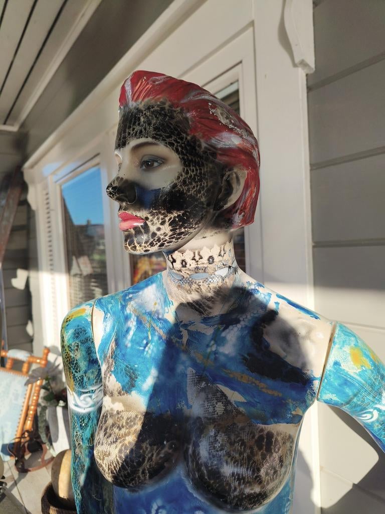 Unieke beschilderde paspop - Kunstobject, Antiek en Kunst, Kunst | Overige Kunst, Ophalen