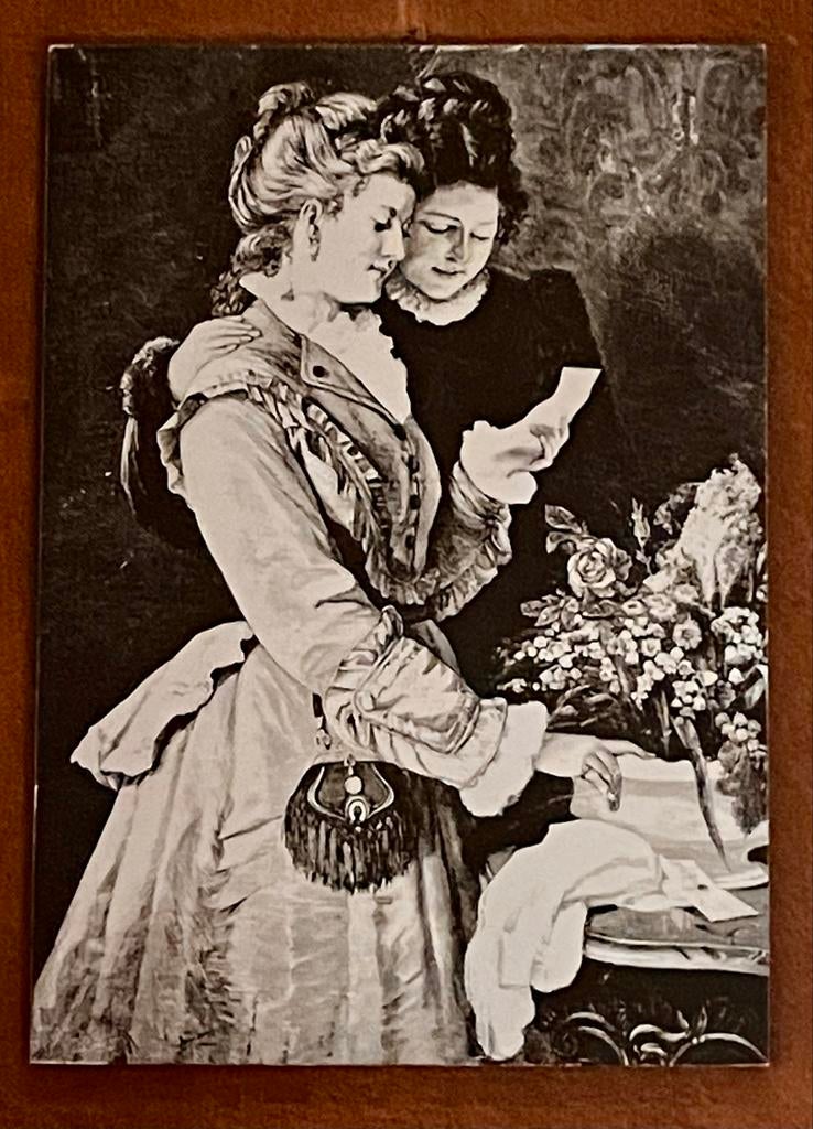 Victoriaanse vrouwen: Intiem moment, zwart-wit reproductie, Ophalen of Verzenden