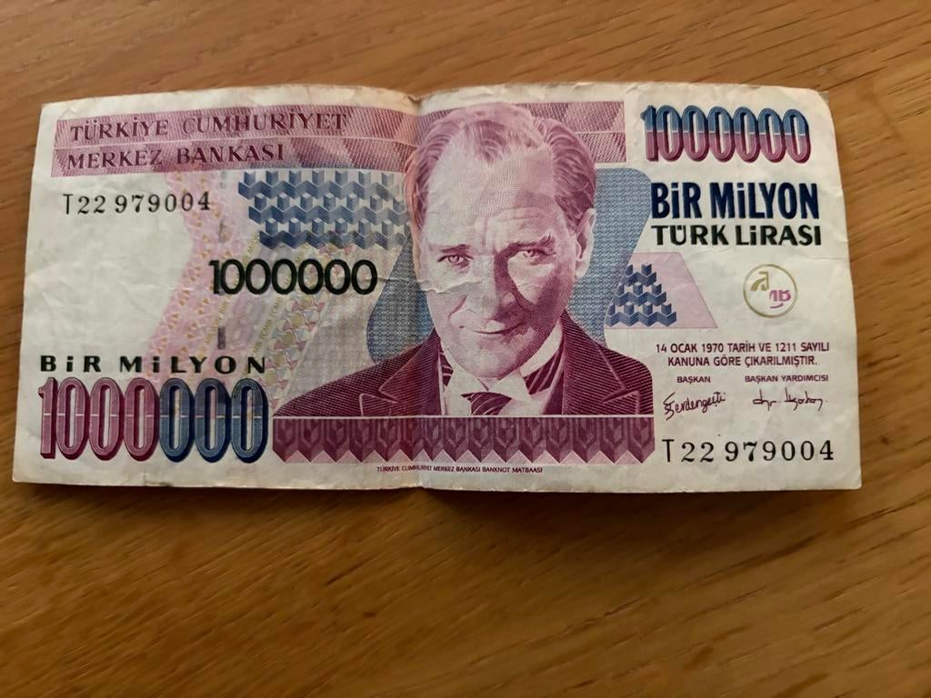 1000000 Turkse Lire  1970, Ophalen of Verzenden, Buitenland, Bankbiljetten