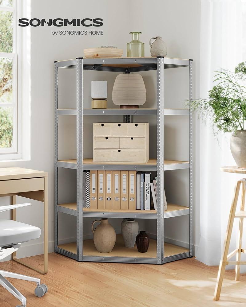 SONGMICS Hoekrek 5 Niveaus, Zwaar Metaal, 875 kg Draagvermog, Ophalen, Nieuw