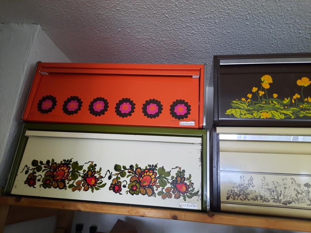 4x Brabantia Broodtrommels - Vintage Design, Ophalen, Gebruikt, Metaal, Brabantia