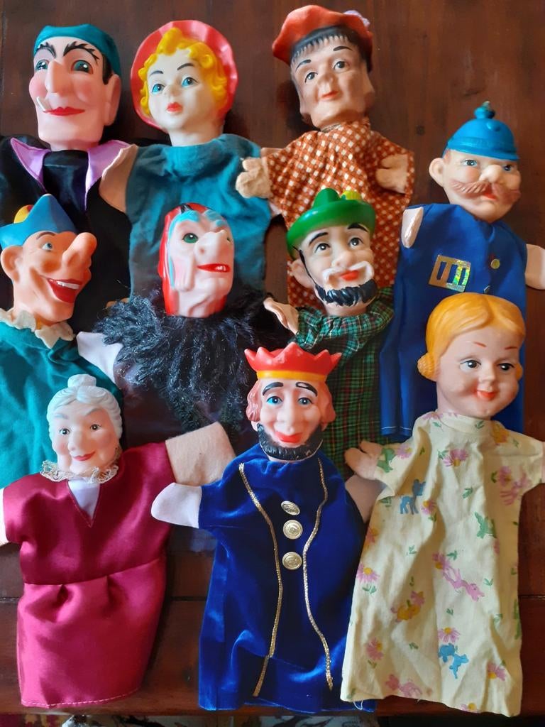 Retro handpoppen poppenkastpoppen ( A ), Verzamelen, Poppen, Zo goed als nieuw, Pop, Ophalen of Verzenden