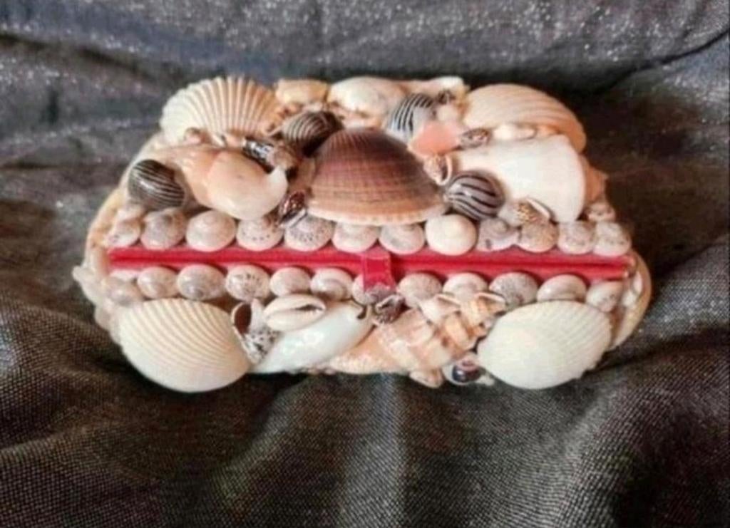 Vintage Schelpen Sieradendoos 17x10x7 cm., Ophalen of Verzenden, Zo goed als nieuw, Overige materialen