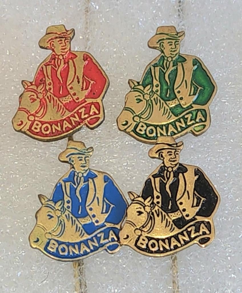4 Bonanza Speldjes - Vintage Cowboy, Ophalen of Verzenden, Gebruikt, Overige onderwerpen, Speldje of Pin