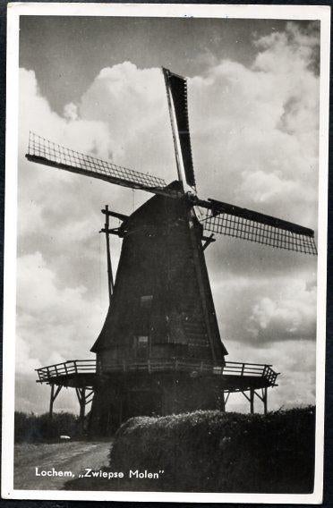 (GD510) Ansichtkaart Zwiep-Lochem Zwiepse molen 1954, Ophalen of Verzenden, 1940 tot 1960, Gelopen, Gelderland