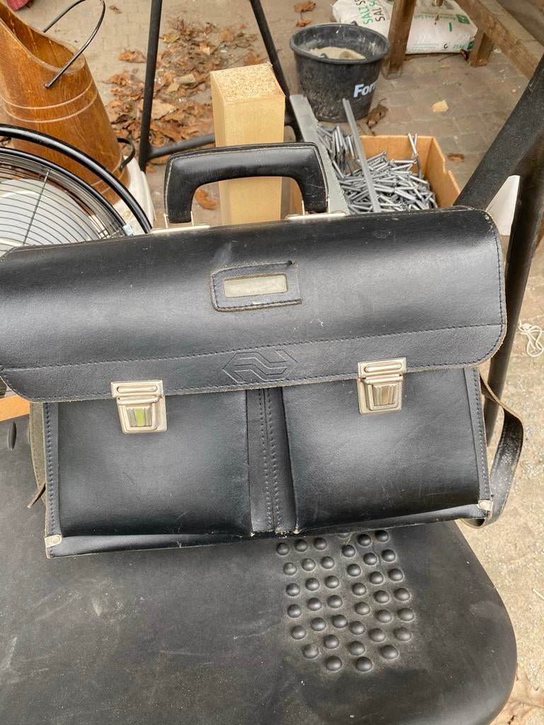 Vintage Leren NS Tas - Zwart, Ruim en Stevig, Gebruikt, Zwart, Leer, Ophalen