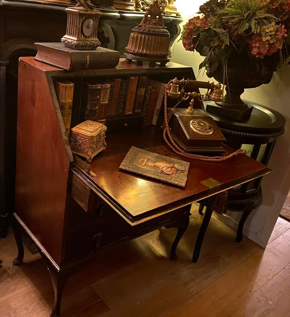 Antieke Engelse Queen Ann secretaire mahoniehout circa 1930, Huis en Inrichting, Ophalen, Gebruikt, Antiek, Engels, Queen Ann.