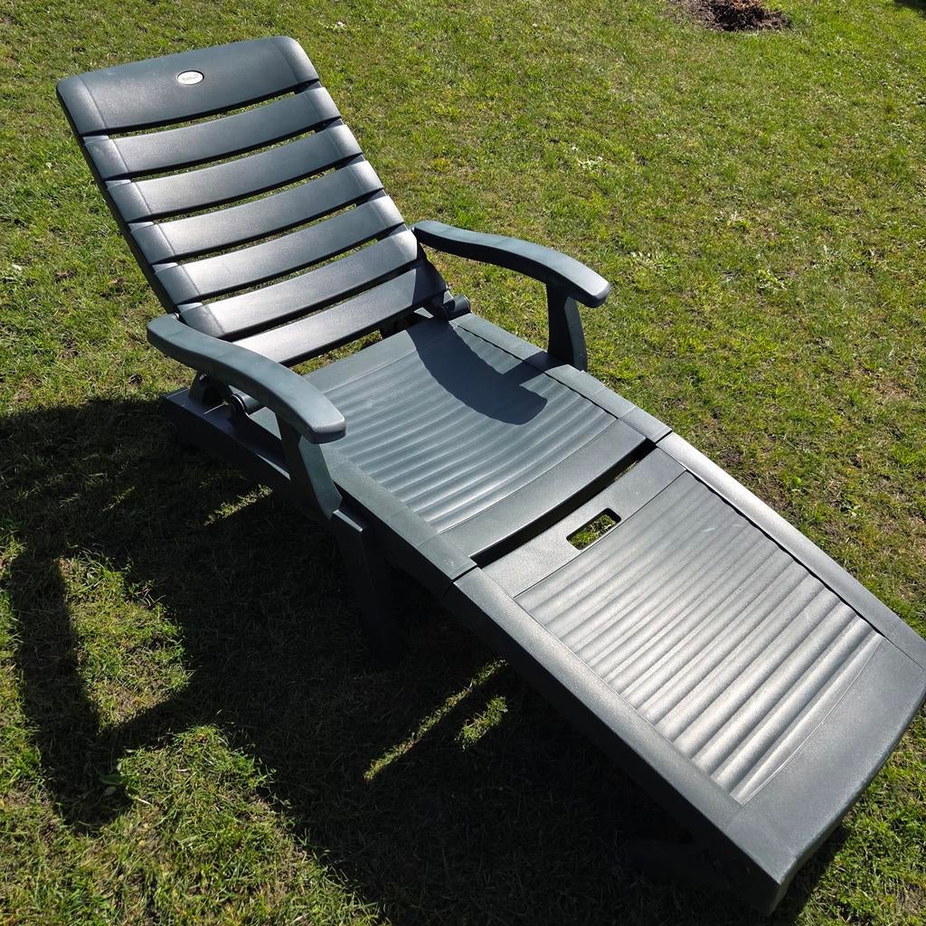 Ligbed zonnebed Hartman inklapbaar verrijdbaar, Tuin en Terras, Ligbedden, Ophalen, Zo goed als nieuw, Kunststof, Verrijdbaar