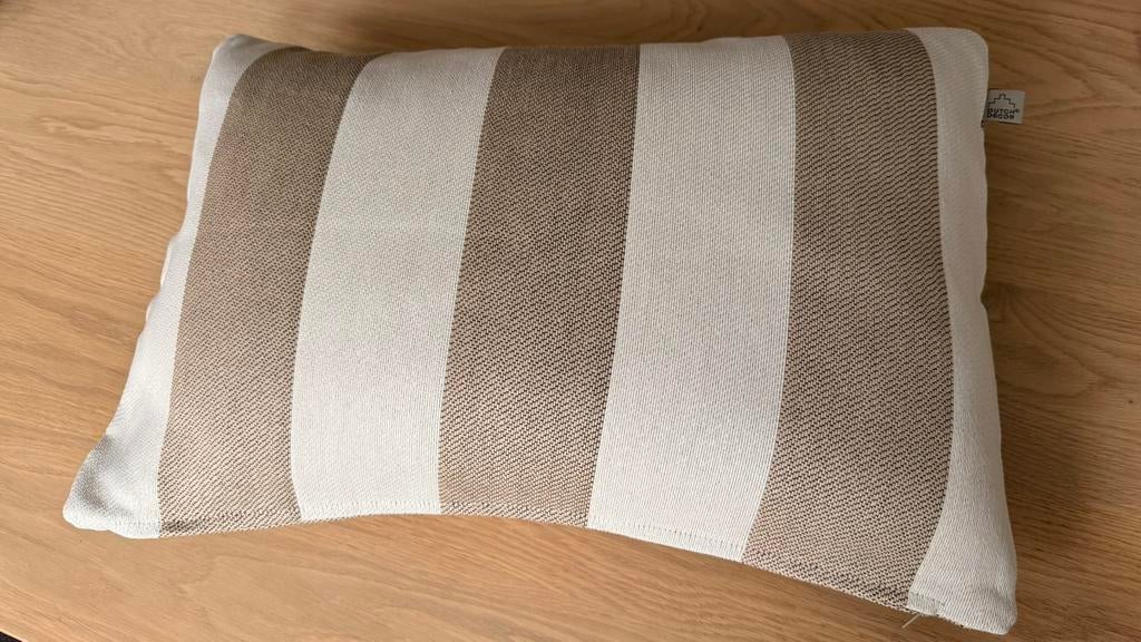 Dutch decor waterafstotende buitenkussenhoes gestreept beige, Ophalen of Verzenden, Nieuw, Beige, Rechthoekig