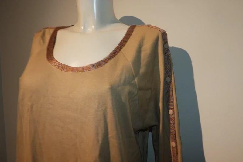 Missoni jurk bies in kleurrijk glad breisel drukkers mouw L, Verzenden, Beige, Maat 42/44 (L), Zo goed als nieuw