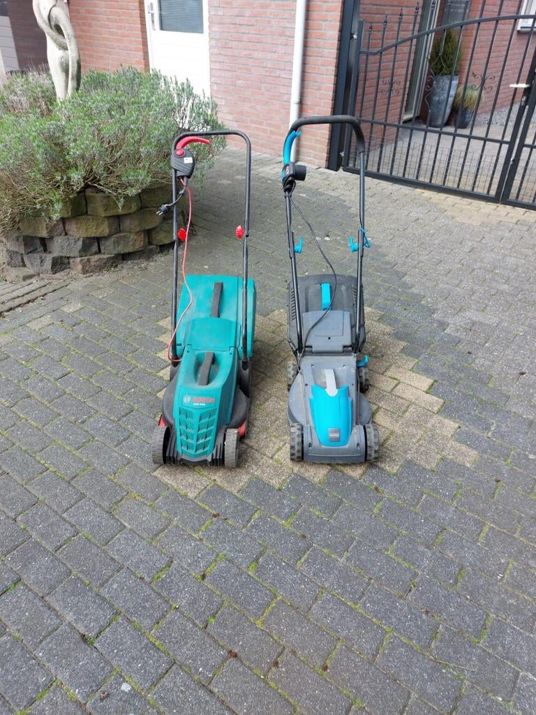 Set van 2 elektrische grasmaaiers: Bosch en Gamma, Ophalen, Cirkelmaaier, Gebruikt, Elektrische grasmaaier