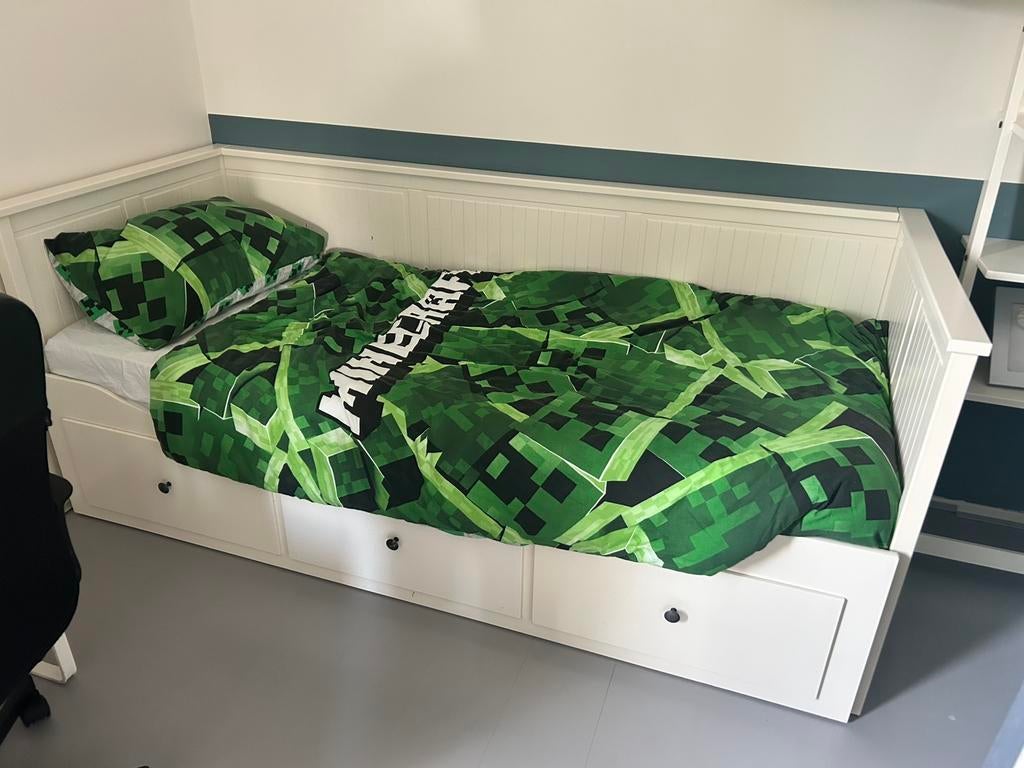 IKEA Hemnes bedbank met 3 lades - Wit, Ophalen, Wit, Tweepersoons, 200 cm