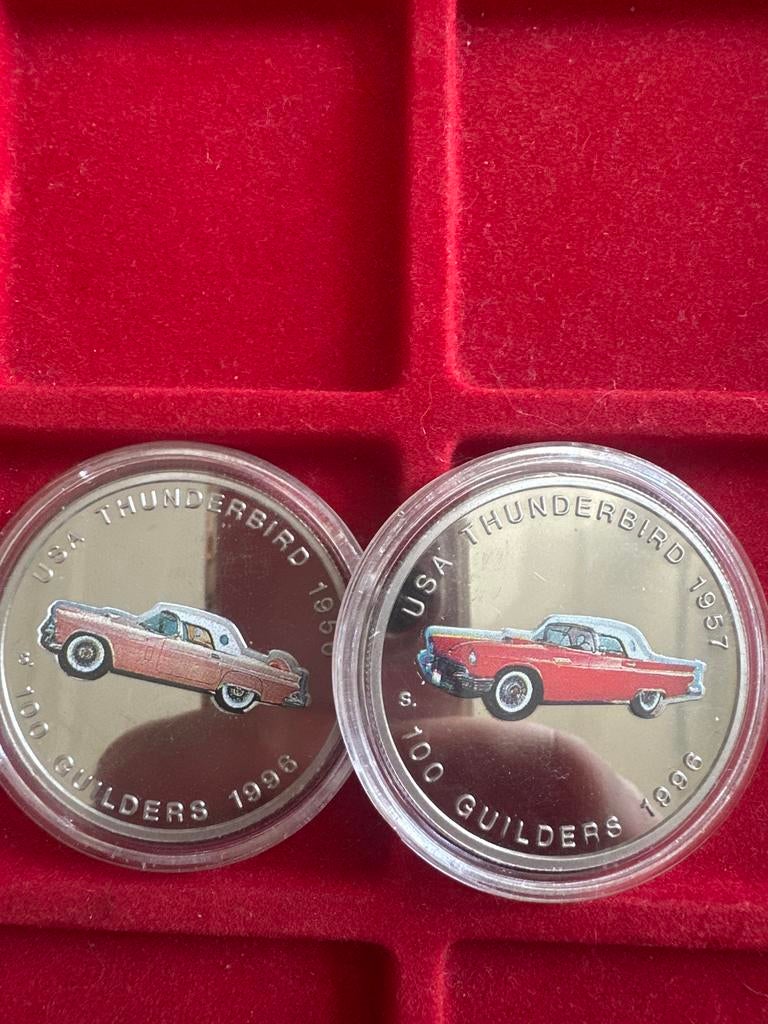 Zeldzame Surinaamse 100 gulden munt 1996 Ford Thunderbird, Postzegels en Munten, Munten | Nederland, Verzenden, Overige waardes