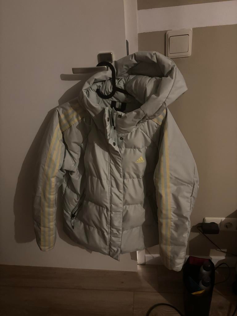 Adidas Winterjas Groen met Gele Strepen - Unisex XL, Ophalen, Zo goed als nieuw, Maat 46/48 (XL) of groter, Groen