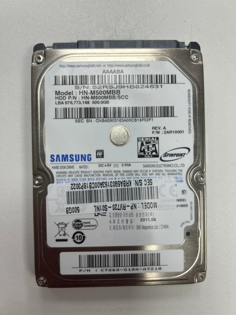 Samsung Spinpoint HN-M500MBB 500GB HDD, Computers en Software, Harde schijven, Intern, Gebruikt, Server, Ophalen of Verzenden