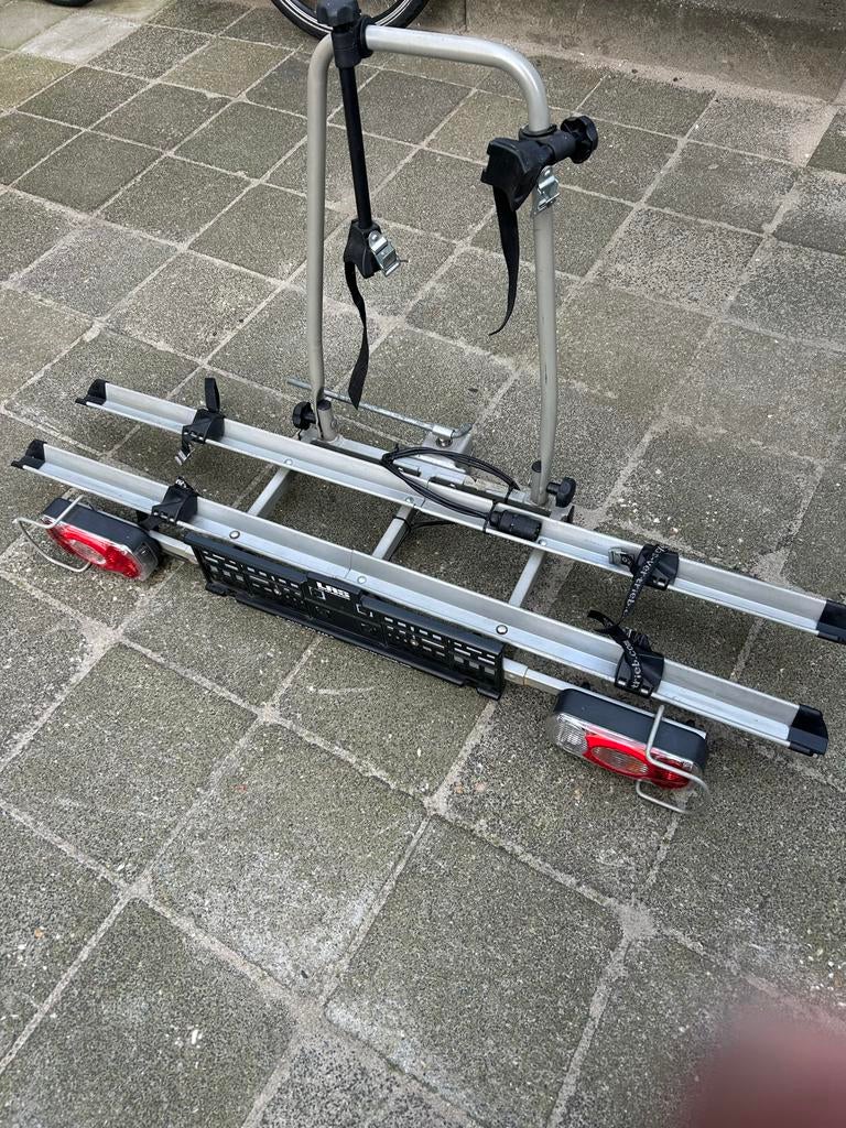 Fietsendrager voor twee fietsen - Compleet met spanbanden, Ophalen, 2 fietsen, Gebruikt, Trekhaakdrager