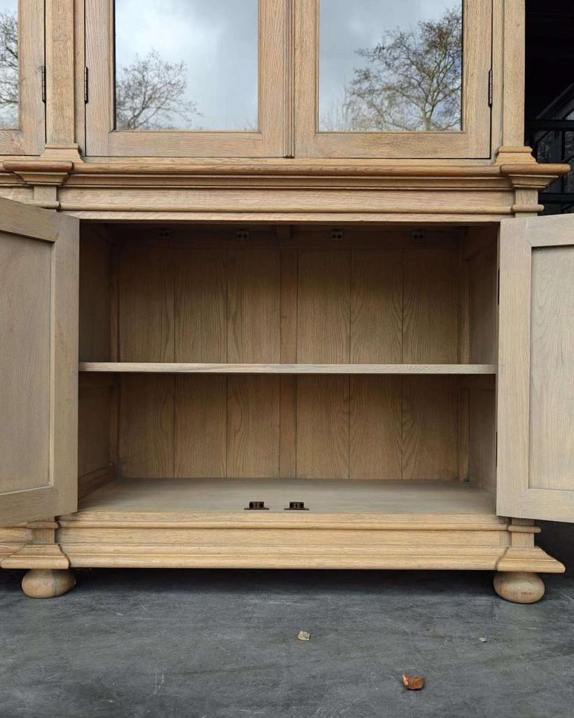 Hoge eikenhouten vitrinekast | Chique vitrinekast #6592, Niet ingevuld, Gebruikt, 150 tot 200 cm, Niet ingevuld
