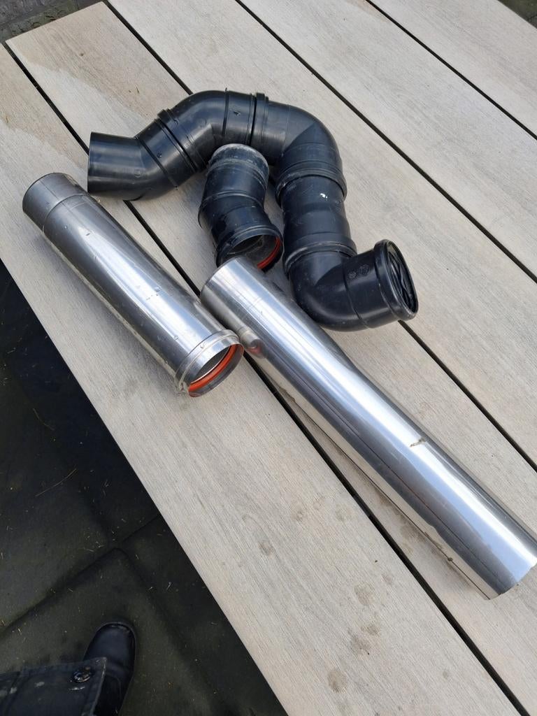 Rvs voor pelletkachel of cvketel, Doe-het-zelf en Verbouw, Afvoer, Ophalen of Verzenden, Rvs, Minder dan 2 meter