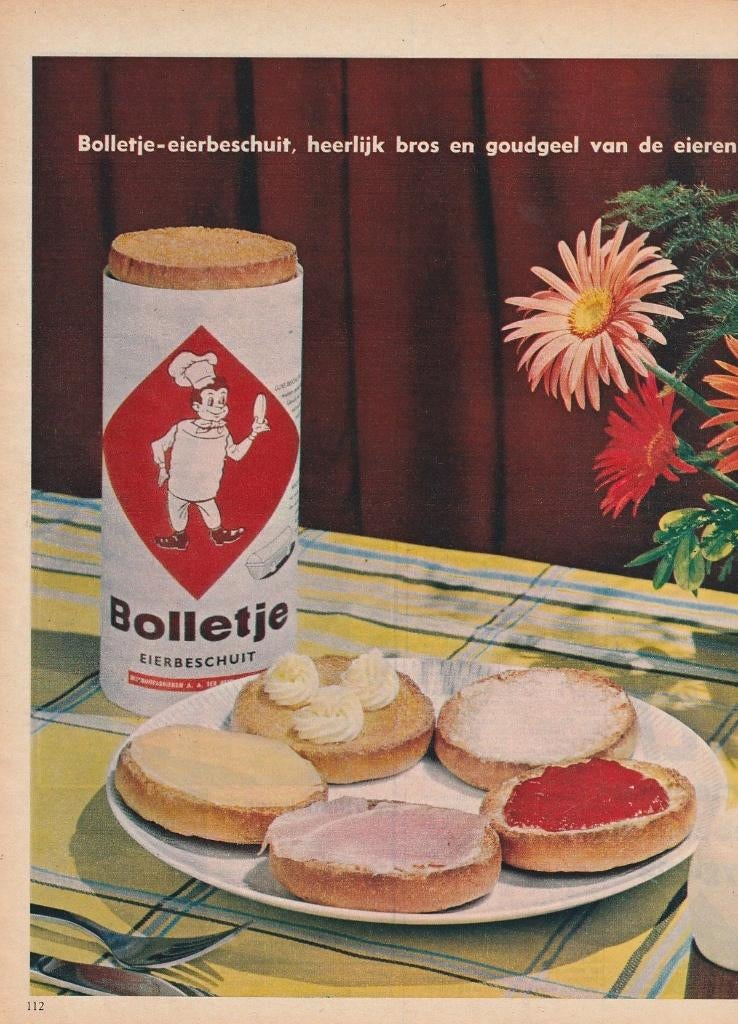 Retro reclame 1960 Bolletje beschuit lekker met jam, Verzenden, Overige typen