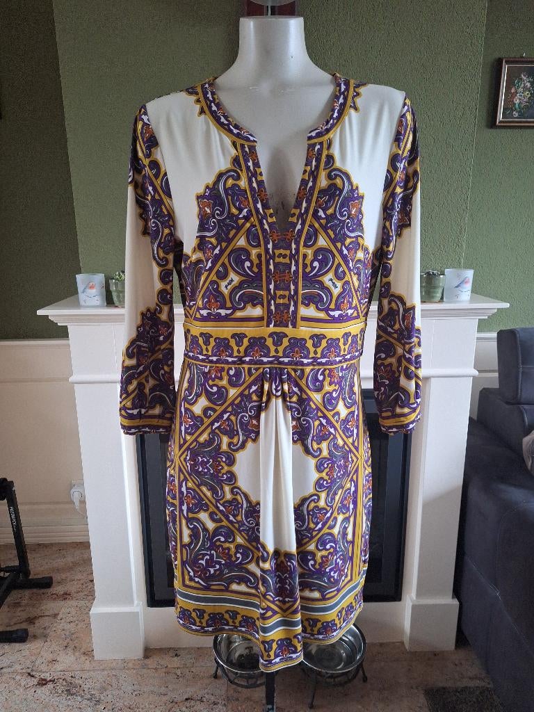 Hale Bob meest mooie jurk ooit paars mosterd L, Verzenden, Paars, Maat 42/44 (L), Zo goed als nieuw