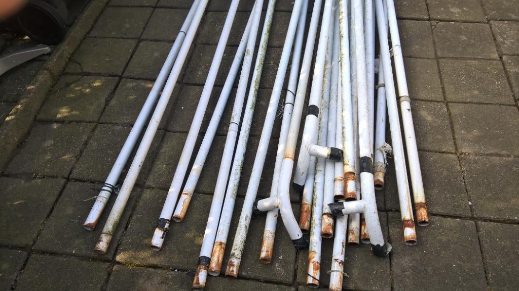 TE koop aangeboden partytent onderdelen 6x4 c.m.zonder doek, Ophalen, Gebruikt, Partytent, 4 tot 6 meter