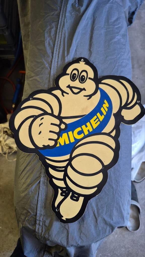 Vintage Michelin Bibendum Reclamebord, Ophalen of Verzenden, Gebruikt, Reclamebord