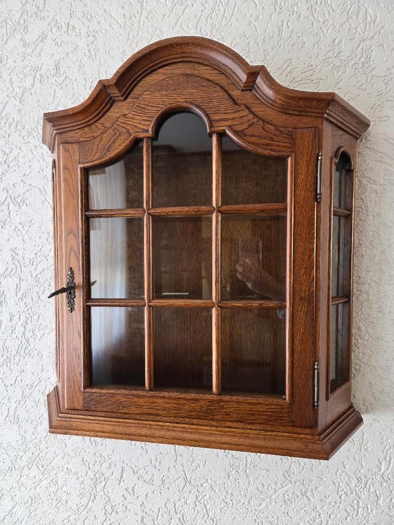 houten vitrinekastje voor aan de wand / wandvitrinekast, Huis en Inrichting, Kasten | Vitrinekasten, Ophalen, Eikenhout, 50 tot 100 cm