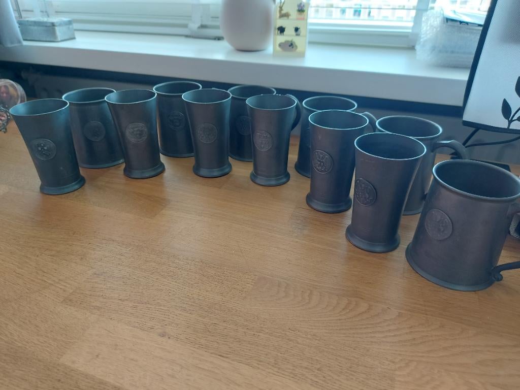 Tinnen bekers, Ophalen of Verzenden