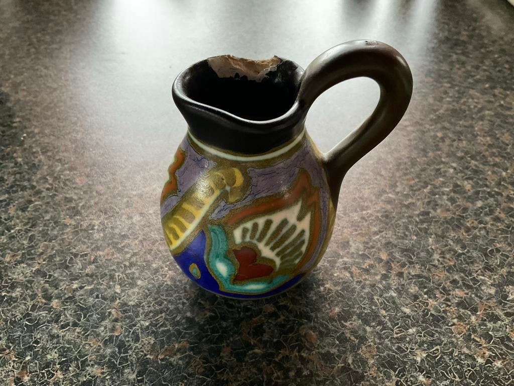 Gouda Plateel Vaasje - Beschadigd, Antiek en Kunst, Antiek | Vazen, Ophalen of Verzenden